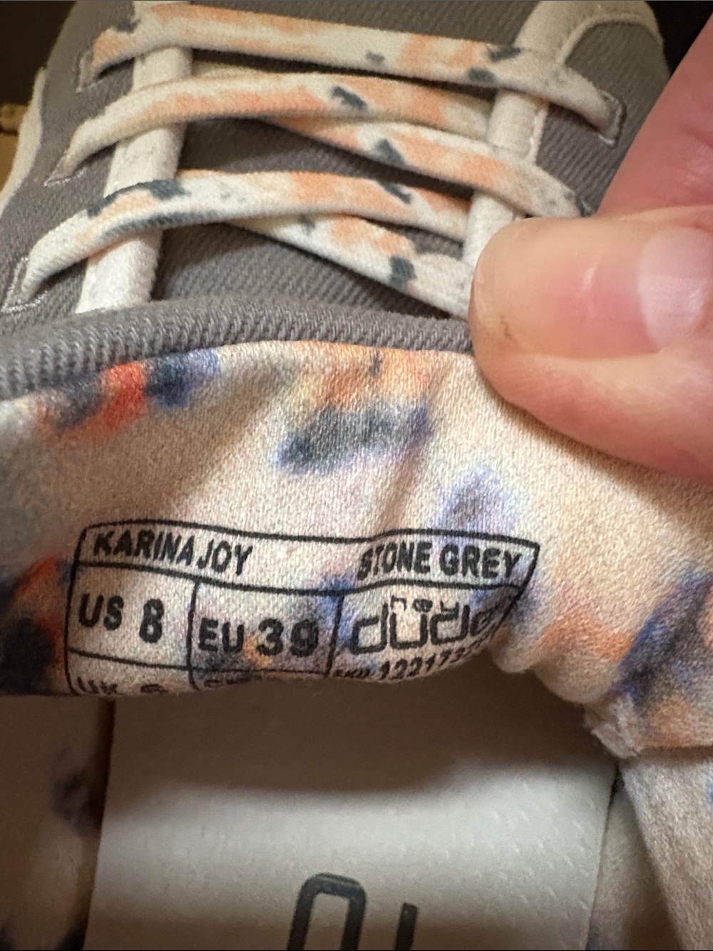 Hey Dude Karina Joy Gray Canvas Sneakers w/Pastel Peach and Gray Accents Size 8 - Picture 3 of 7